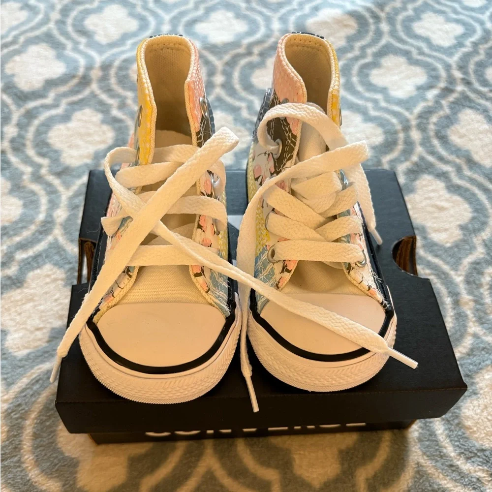 Converse Kids Size 5 High-Top Sneakers - Yellow, Pink, and Blue - Picture 2 of 6